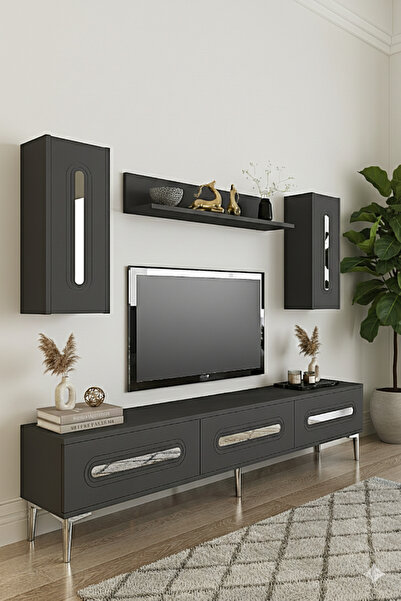 YUMEDİ DESİGN TVR1804AS - ETHEMA TV ÜNİTESİ TAKIMI 180CM ANTRASİT-SİLVER