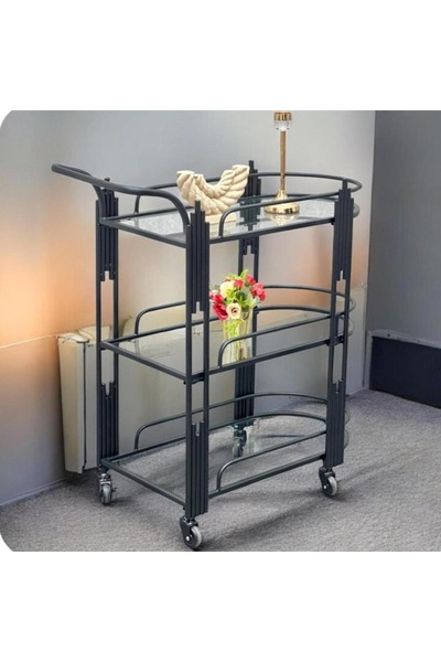 DEC39 A professional serving cart with a distinctive architectural design