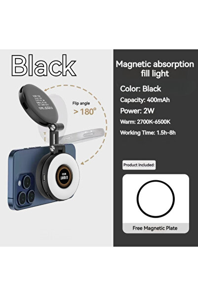 Choice حامل هاتف W50 أسود 2 في 1 قابل للطي محمول مغناطيسي قابل لإعادة الشحن م...