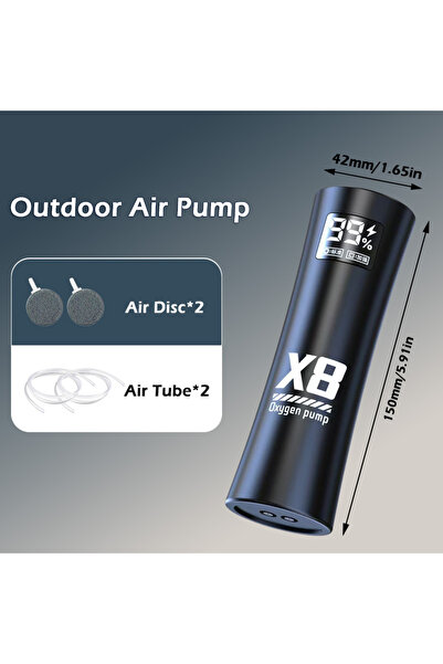 Choice5 مضخة أكسجين لحوض السمك X8 بفتحتين، قابلة للشحن، تعمل ببطارية ليثيوم USB