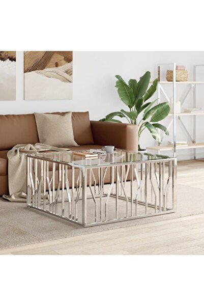 Concept Τραπεζάκι σαλονιού, 100x100x50 εκ., ανοξείδωτο ατσάλι και γυαλί