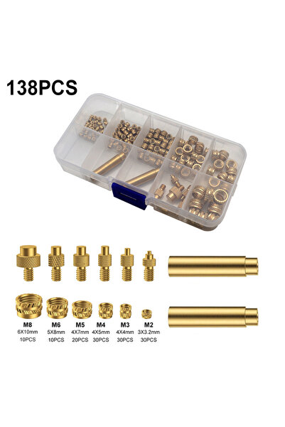 Choice6 138PCS Brass Hot Melt Insert Knurled Nut Implant Machine per Nut Ther...