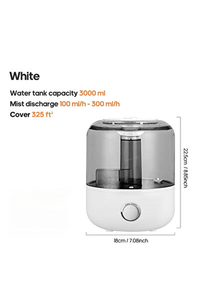 Choice1 مرطب هواء منزلي احترافي بسعة كبيرة من هومفيش سي، أبيض اللون، سعة 3 لت...