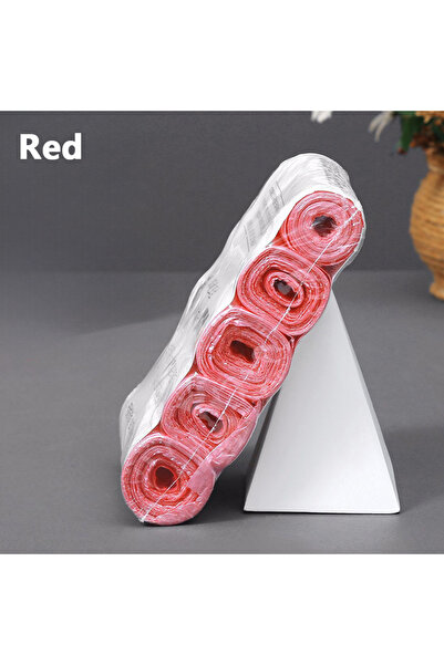 Choice9 60 كيس حقيبة أحمر للاستخدام مرة واحدة، ذو فوهة مسطحة، ملفوف في لفة، م...