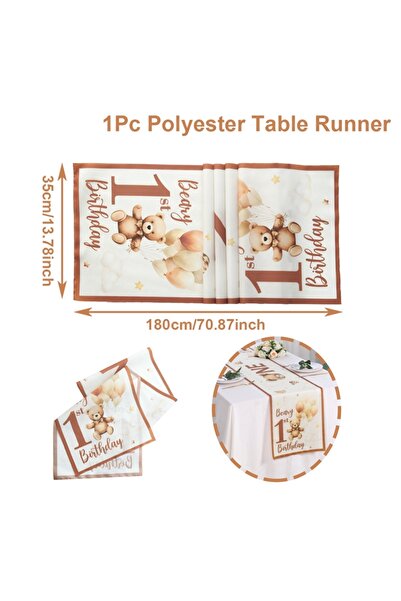 Choice style 2 180x35cm Cartoon Bear Pattern Table Runner Boy Girl 1st Birthd...