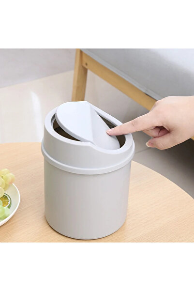 Choice سلة مهملات صغيرة رمادية اللون، قطعة واحدة، أنبوبية الشكل، مزودة بغطاء،...