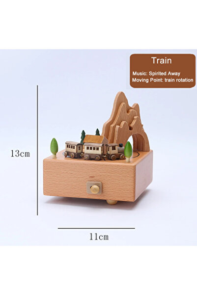 Choice صندوق موسيقي خشبي على شكل قطار صغير دوار، هدية عيد ميلاد خشبية عتيقة ا...