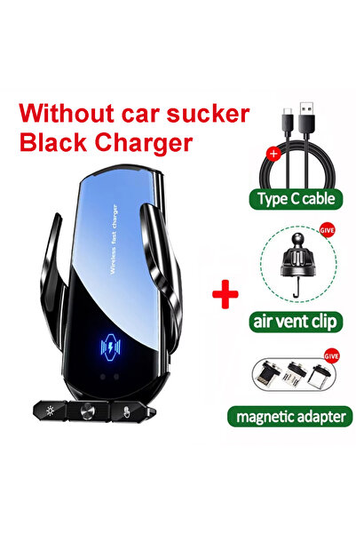Choice3 شاحن سيارة لاسلكي أسود بدون لاصق، محطة شحن مغناطيسي سريع، حامل لفتحة ...