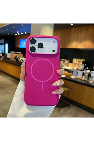 Choice41 غلاف سيلكون بلون سادة أحمر لهاتف آيفون 17 لشحن ماغسيف اللاسلكي.