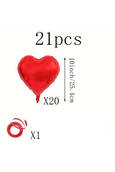 Choice 10inch 21pcs 21pcs Red Heart-shaped Ballo, 10-inch Foil Ballo Birthday...
