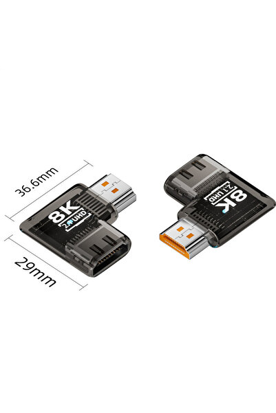 Choice6 كابل HDMI 2.1 شفاف بدقة 8K60HZ، موديل 586R-T، بزاوية 90 درجة لأعلى/لأ...