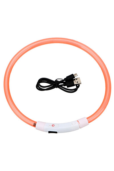 Choice6 Orange Led Light Dog Collar Detachable Glowing USB Charging Luminous ...