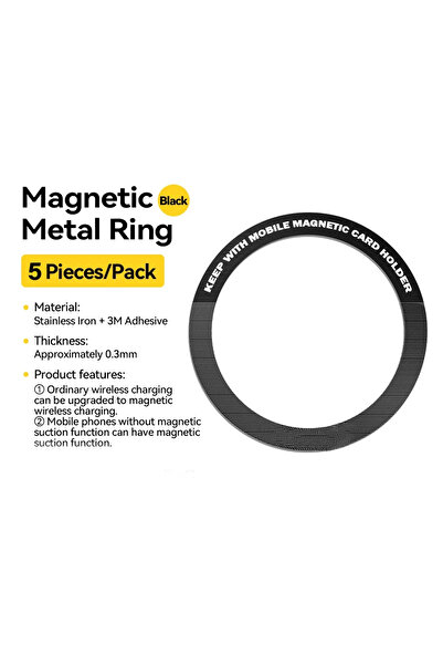 Choice 5 قطع حلقات معدنية مغناطيسية سوداء لهواتف آيفون 16، 15، 14، 13، 12 برو...