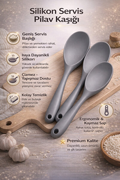 Single (3 قطع) ملعقة بيلاف ذات طرف صلب للغاية من السيليكون، مقاومة لدرجات الح...