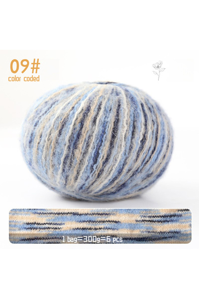Choice8 09 خيوط صوف موهير متدرجة الألوان بوزن 300 غرام، لون الثلج الأول، مناس...