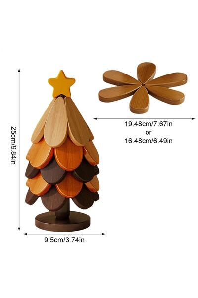 Choice قاعدة خشبية قابلة للطي على شكل شجرة عيد الميلاد، 5 قطع، مقاومة للحرارة...
