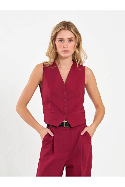 Caddebostan Moda Burgundy Buckle-Back Vest Modern Premium Luxury Trend Design...