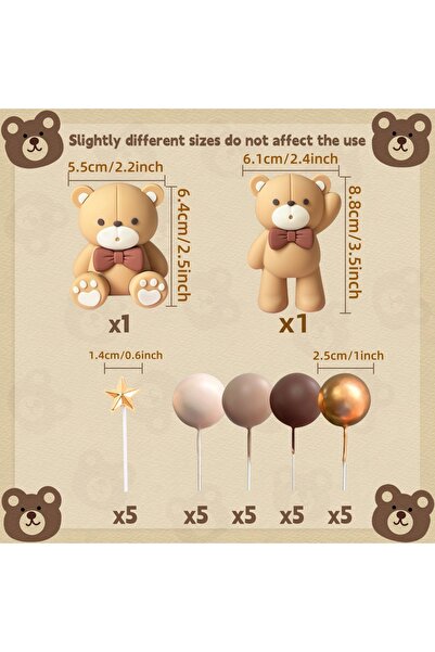 choice2 Set 2 LaVenty Beige Brown Bear Cake Decoration Brown Balls Cake Toppe...