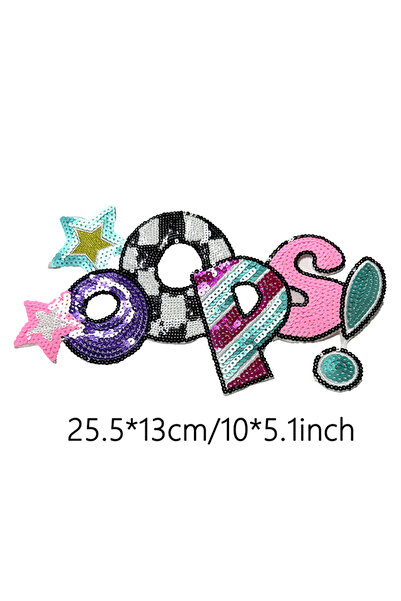 Choice oops 1 Piece Iron on Sequins Patches DIY Applique for Clothes Backpack...