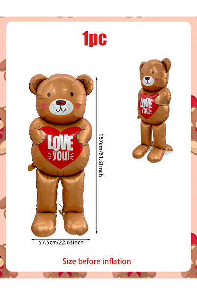 Choice بالون دب بني واقف على شكل قلب مكتوب عليه "أحبك" من إميرالد، قطعة واحدة...