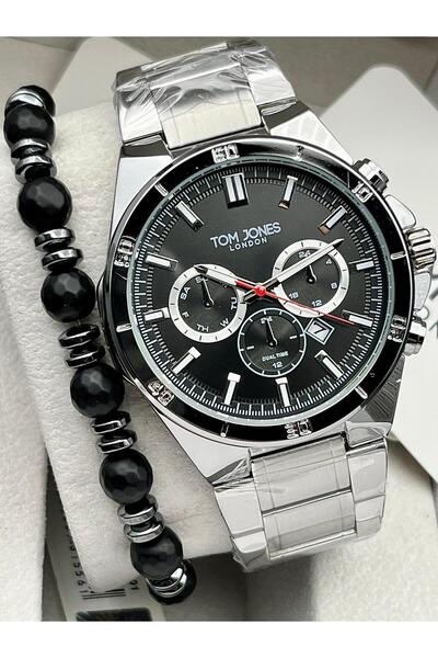 Tom Jones New Men's Wristwatch Silver Color Steel Band 5 Atm Water Resistant-...