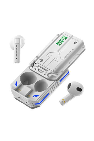 Choice سماعات أذن لاسلكية حقيقية من نوع Shark T11 باللونين الأبيض والأسود، بت...