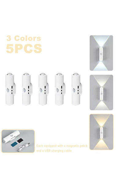 Choice4 5pcs 3 color Double-head LED Night Light with Motion Sensor RGB Recha...
