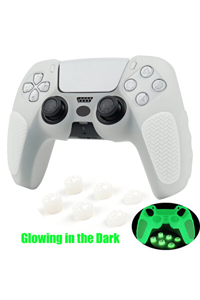 Choice غطاء سيليكون ناعم شفاف متوهج في الظلام لحماية وحدة تحكم PS5، ملحق ألعا...