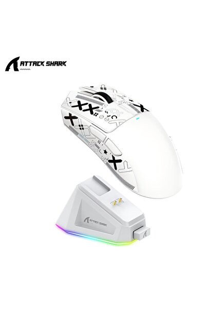 choice2 ماوس لاسلكي أبيض من نوع ATTACK SHARK X11 PAW3311 ثلاثي الأوضاع: 2.4 ج...