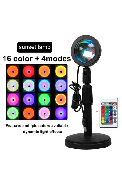 Choice مصباح تصوير غروب الشمس بتقنية RGB، أسود اللون، 16 لونًا، مزود بوحدة عر...