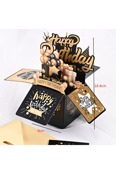 Choice بطاقة معايدة ثلاثية الأبعاد منبثقة باللونين الأسود والذهبي، هدية مثالي...