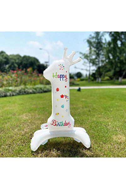 Choice4 32inch number 1 1pc 32 inch White number Standing Aluminum Film Ballo...