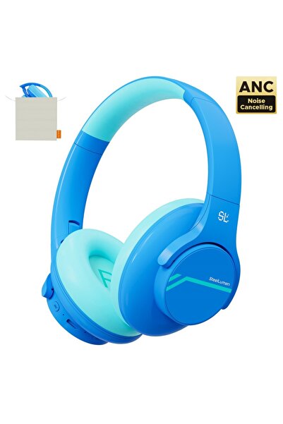 Choice1 سماعات رأس لاسلكية زرقاء اللون للأطفال مع علبة، مزودة بتقنية بلوتوث و...