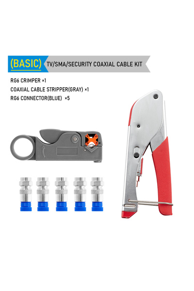 Choice B Set Adjustable Coaxial Cable Crimper Kit with F Style Connectors RG6...
