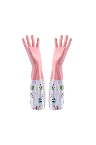 Choice Pink 1 pair Thicken Women's Dishwashing Long Sleeves PVC Gloves,Waterp...