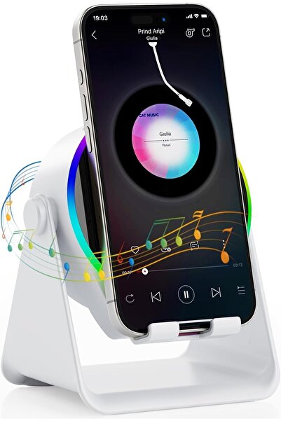 Choice مكبر صوت لاسلكي بلوتوث قوي 5 في 1 RGB أبيض اللون، حامل للهاتف المحمول،...