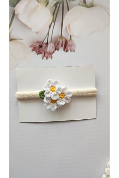 Baby El örgüsü papatya model bandana 0-1 yaş Antialerjik