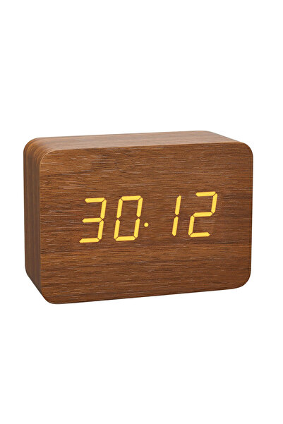 Choice1 ساعة منبه رقمية خشبية بنية اللون، مناسبة لغرفة النوم، المكتب، المطبخ،...