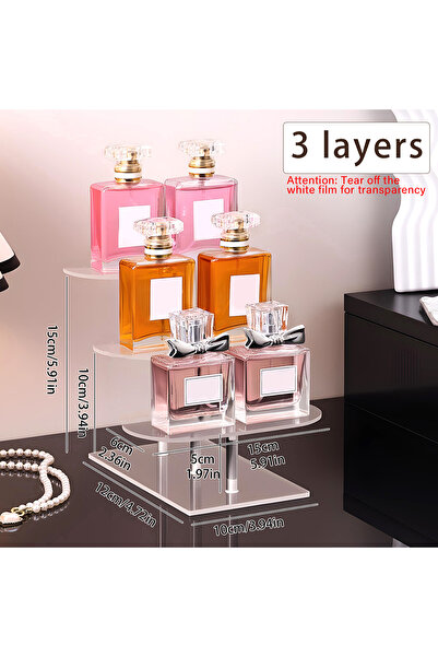 Choice رف تخزين شفاف من الأكريليك مكون من 3 طبقات، قطعة واحدة، رف عرض مكتبي م...