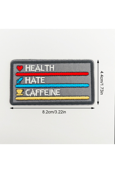 Choice 1pcs Health Hate Caffeine Status Embroidered Patch Hook And Loop Tacti...