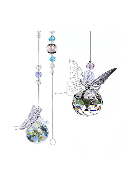 Choice زينة معلقة على شكل فراشة، كرة كريستالية موشورية، زينة معلقة على شكل فر...
