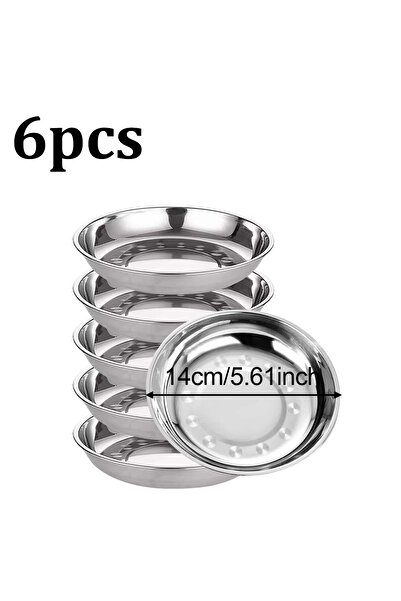 Choice4 6pcs-14cm 6-pcs Stainless Steel Round Plate，Camping Metal Dinner Plat...