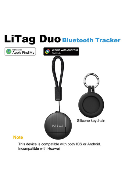 Choice1 black with keychian MiLi LiTag Duo Smart Tracker Tags for IOS or Andr...