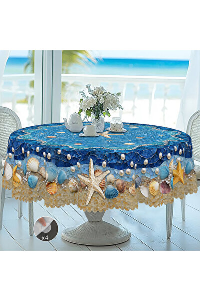 Choice3 قطعة واحدة من مفرش طاولة مطبوع باللون الأزرق بنمط ريفي، مقاس 152 × 26...