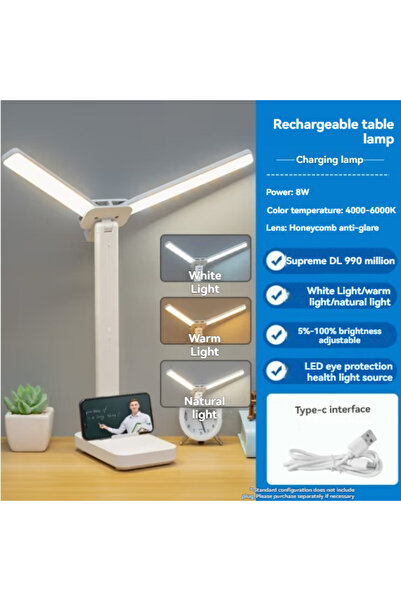 Choice Rechargeable Dual Head LED Desk Lamp, Foldable Dimmable Reading Light ...