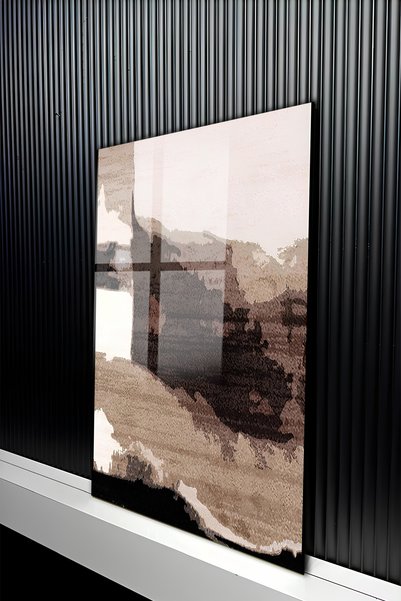 kutuTR Modern Soyut Eskitme Zeminli Pastel Tonlarda Temperli Cam Tablo 50x70 ...