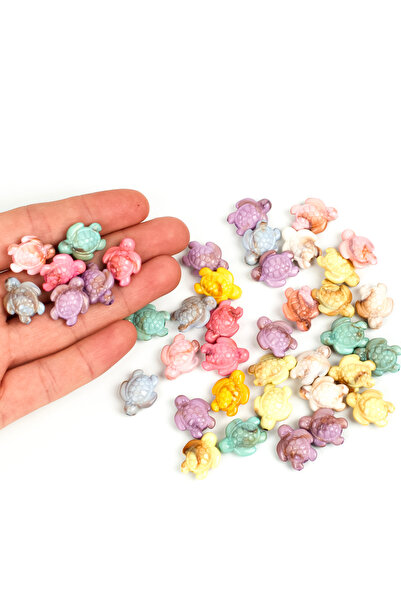 yfhobi 25 gram - 17 mm Karışık Renkli Kaplumbağa Akrilik Boncuk (25 gram - 33...