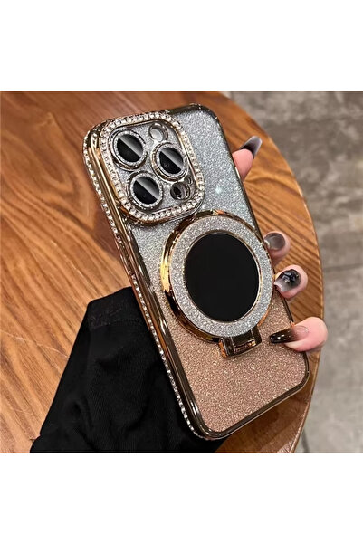 Choice9 جراب فاخر مرصع بالجواهر لهاتف آيفون 15 برو ماكس، ذهبي اللون، مصنوع من...