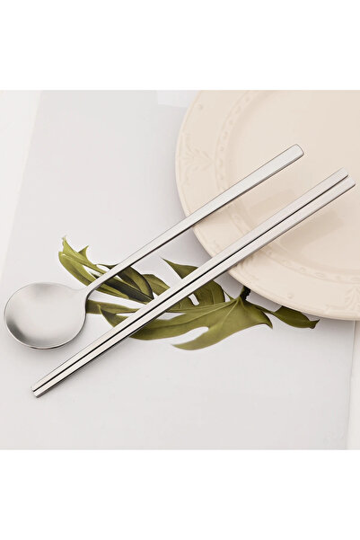 Choice silver 2pcs Sushi Chopsticks Soup Spoon Stainless Steel Flatware High ...