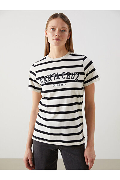 LC Waikiki تي شيرت نسائي مطبوع عليه كاليفورنيا من Özmarka New Season برقبة دا...